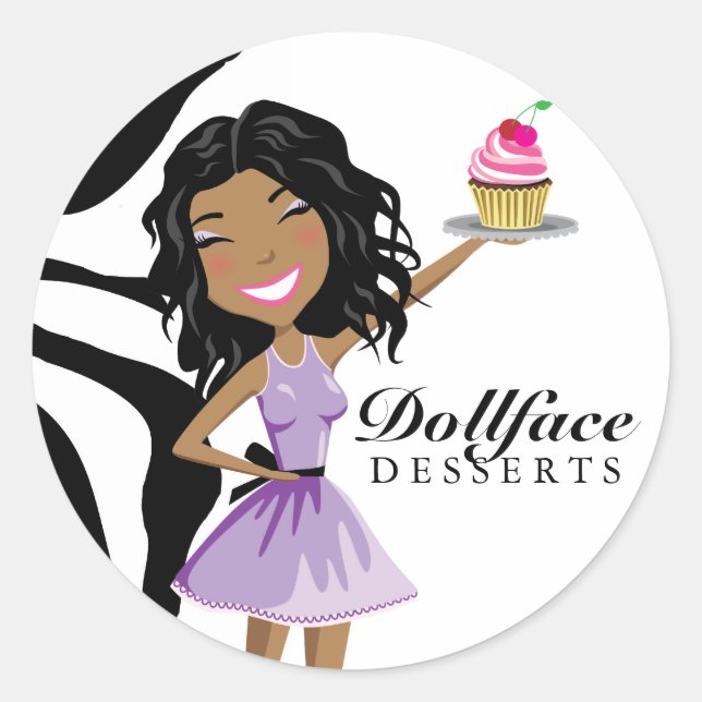 Sticker Rond 311 Dollface Desserts Ebonie Zebra (Devant)