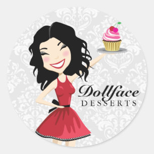 Sticker Rond 311 Dollface Desserts Kimmie Damask