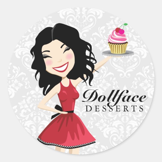 Sticker Rond 311 Dollface Desserts Kimmie Damask (Devant)