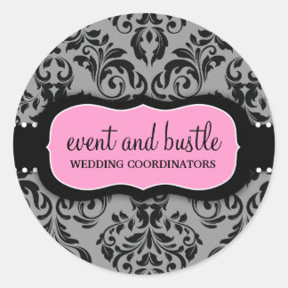 Sticker Rond 311-Événement et agitation | Damas rose charbon