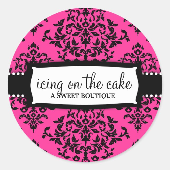 Sticker Rond 311 Glacé sur le gâteau rose chaud (Devant)