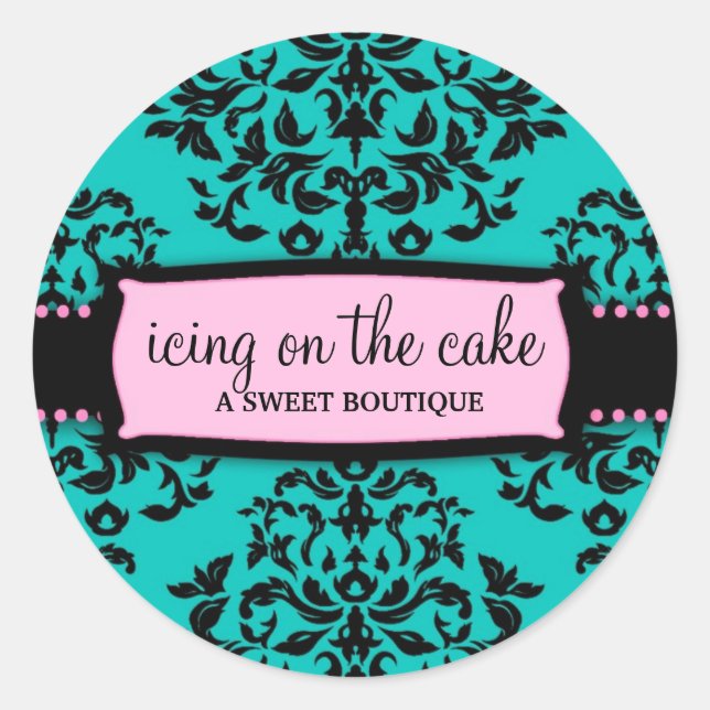 Sticker Rond 311 Glacé sur le gâteau Turquoise Rose (Devant)