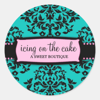 Sticker Rond 311 Glacé sur le gâteau Turquoise Rose
