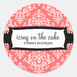 Sticker Rond 311 Glacer sur le gâteau Melon blanc Damask