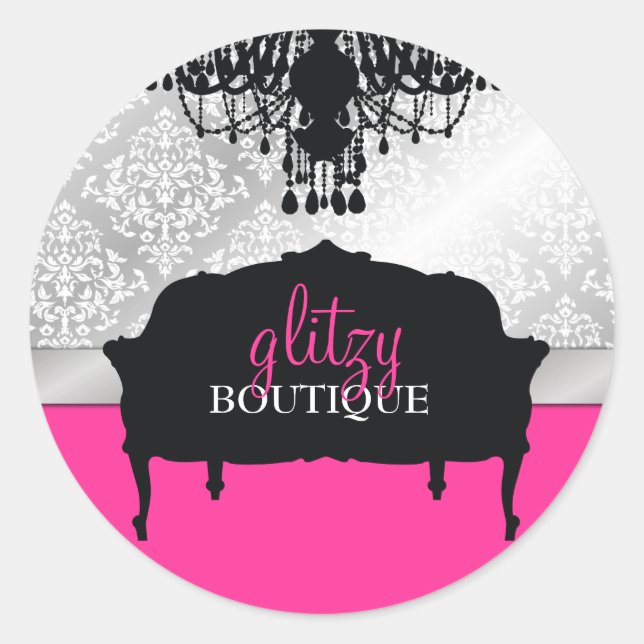 Sticker Rond 311 Glitzy Chic Boutique Hot Pink (Devant)