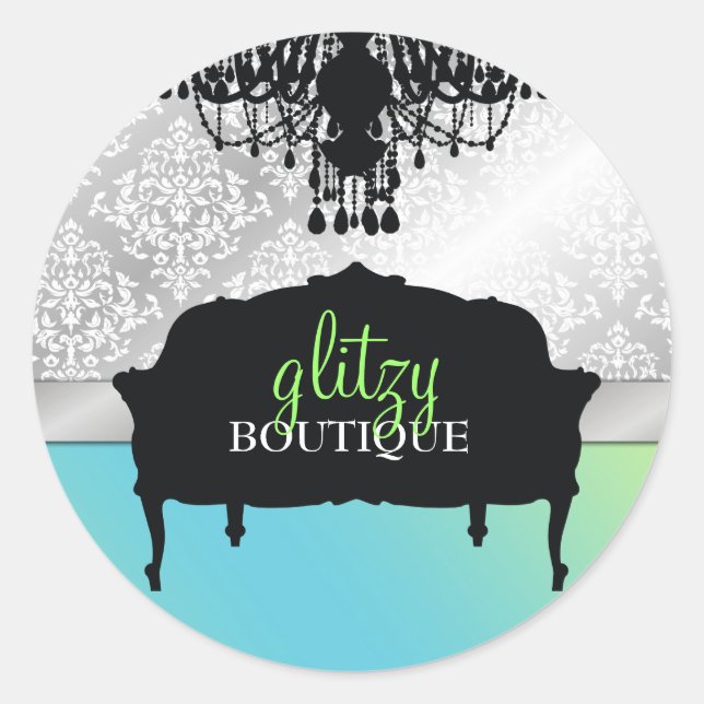 Sticker Rond 311 Glitzy Chic Boutique - Lime Turquoise (Devant)