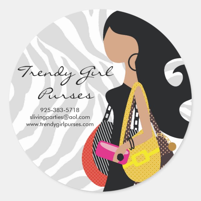 Sticker Rond 311-HAUT FASHIONISTA Purses Zebra (Devant)