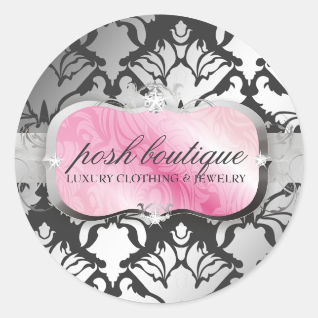 Sticker Rond 311 Lavish Pink Platter & Damask Shimmer Storm (Devant)