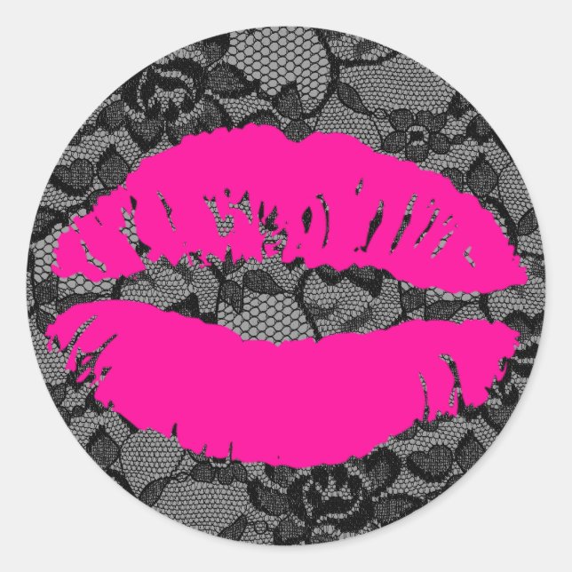 Sticker Rond 311 Oh Embrasse-le ! Lace Hot rose (Devant)