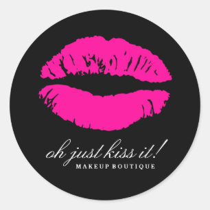 Sticker Rond 311-Oh Embrasse-le ! Rose Hott   Noir