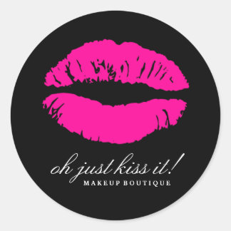 Sticker Rond 311-Oh Embrasse-le ! Rose Hott | Noir