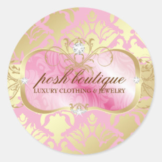 Sticker Rond 311 Plate-forme rose et damas Shimmer Or