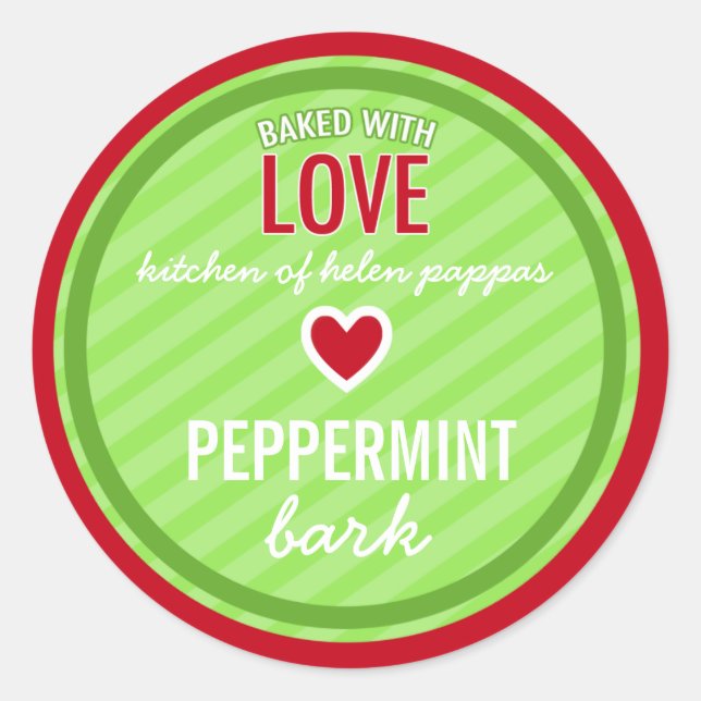 Sticker Rond 311 Rouge Vert rayé Boulé avec amour Maison (Devant)