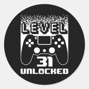 Sticker Rond 31e Anniversaire Pour Homme Niveau 31 Jeu Déverrou