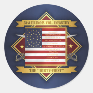 Sticker Rond 31ème Infanterie volontaire de l'Illinois