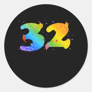 Sticker Rond 32 Year Old Girls 32e Birthday