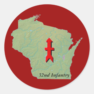 Sticker Rond 32e infanterie Garde nationale du Wisconsin Flèche