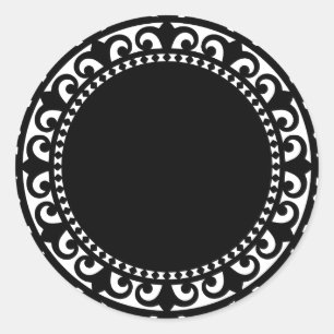 Sticker Rond 3332__doily-shape-1 CERCLE BLANC NOIR FORME DOIL