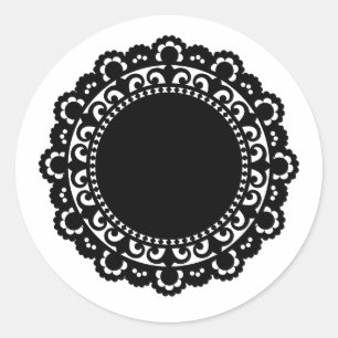 Sticker Rond 3332__doily-shape-1 CERCLE BLANC NOIR FORME DOIL