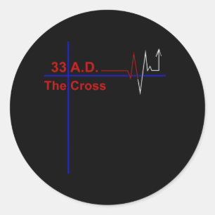 Sticker Rond 33 A.D. Croix de Heartbeat