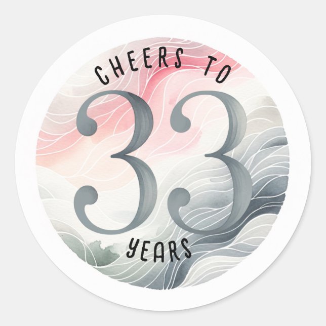 Sticker Rond 33 Aquarelle d'anniversaire ou d'anniversaire (Devant)