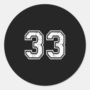 Sticker Rond 33 numéro trente-trois sports d'équipe grunge univ