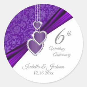 Sticker Rond 33e / 6e anniversaire de Mariage Amethyst Concepti