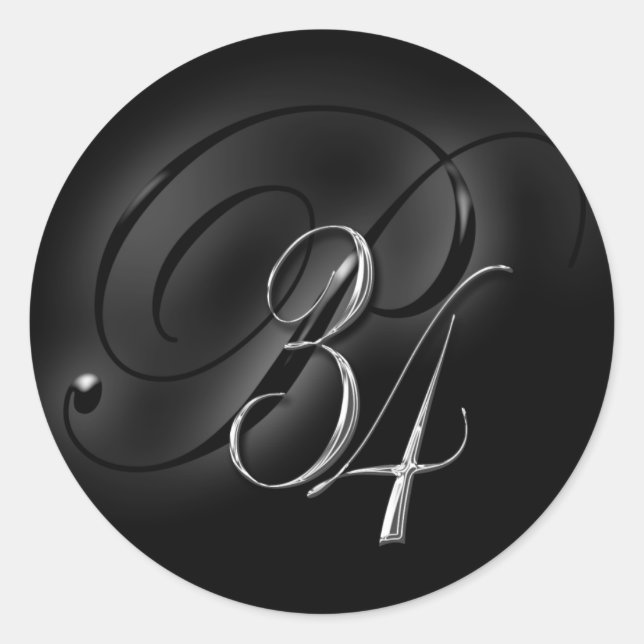 Sticker Rond 34 Enveloppe Mariage P initiale Sceau II (Devant)