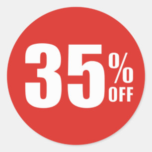 Sticker Rond 35% trente-cinq pour cent OUTRE d'autocollant de