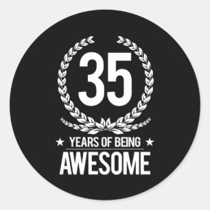 Sticker Rond 35e anniversaire (35 ans d'être génial)