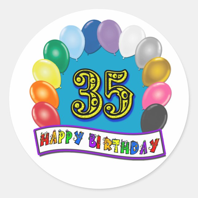 Sticker Rond 35e anniversaire Conception des ballons (Devant)