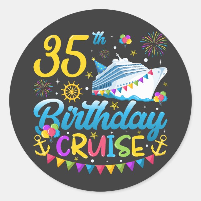 Sticker Rond 35e anniversaire Croisière B-Day Party (Devant)
