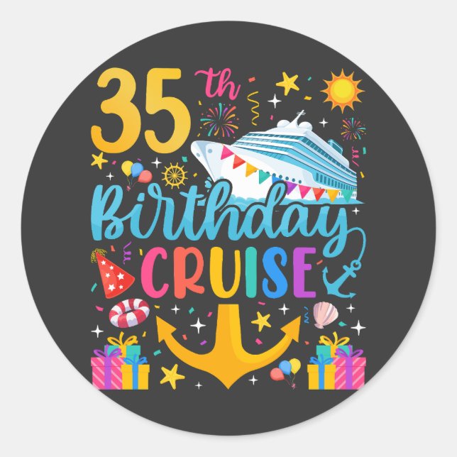 Sticker Rond 35e anniversaire Croisière B-Day Party (Devant)