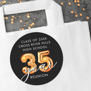 Sticker Rond 35e Classe Réunion Noir Orange Numéros