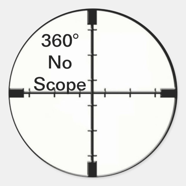 Sticker Rond 360 No Scope Video Game Joke Crosshairs FPS (Devant)