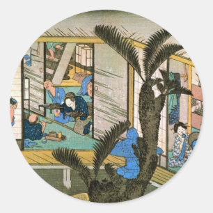 Sticker Rond 37. 赤 坂 宿, 重 Akasaka-juku, Hiroshige, Ukiyo-e, 広