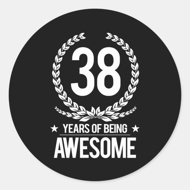 Sticker Rond 38e anniversaire (38 ans d'être génial) (Devant)