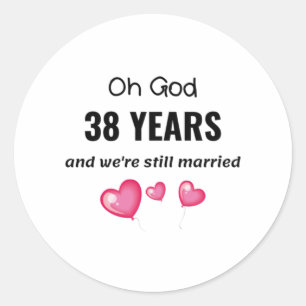 Sticker Rond 38e anniversaire de Mariage Drôle cadeau pour lui 