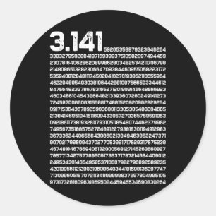Sticker Rond 3.14 Mathématiques Jour Pi Nombre irrationnel Pi
