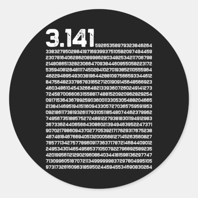 Sticker Rond 3.14 Mathématiques Jour Pi Nombre irrationnel Pi (Devant)