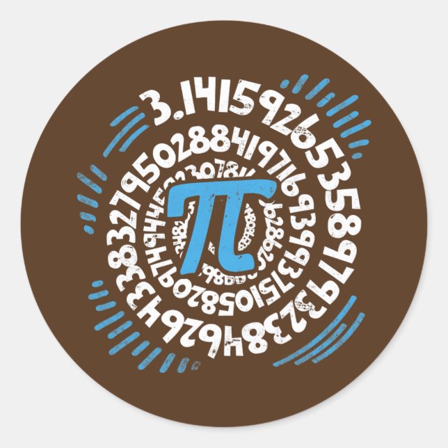Sticker Rond 3 14 Pi Pop Art Spiral Math Science Geek Pi Day (Devant)