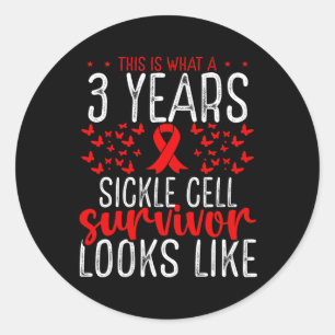 Sticker Rond 3 Ans Sickle Cell Survivante Ribbon Sickle Cell Aw
