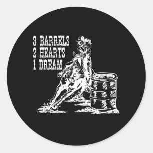 Sticker Rond 3 Barils 2 Coeurs 1 Dream Barrel Racing