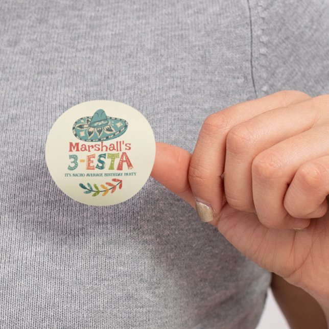 Sticker Rond 3-Esta Thème Anniversaire Personnalisé (Créateur téléchargé)
