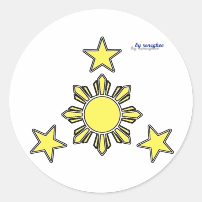 Sticker Rond 3 étoiles et un bâton solaire (Devant)