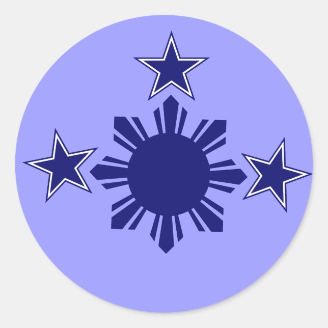 Sticker Rond 3 Étoiles et un bleu soleil (Devant)