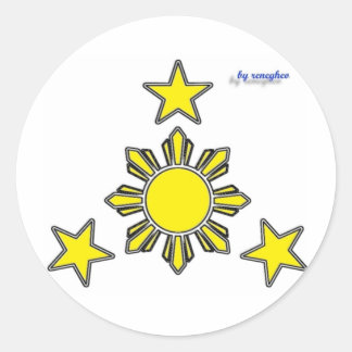 Sticker Rond 3 étoiles & soleil