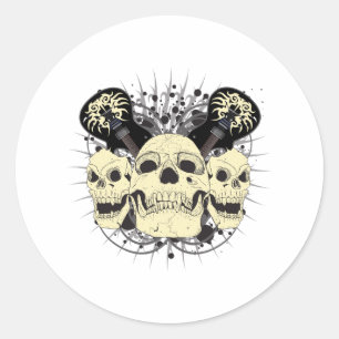 Sticker Rond 3 guitares crâniennes