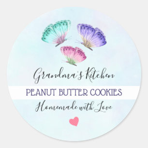 Sticker Rond 3 Joli Pastel Aquarelle Papillons cuisine