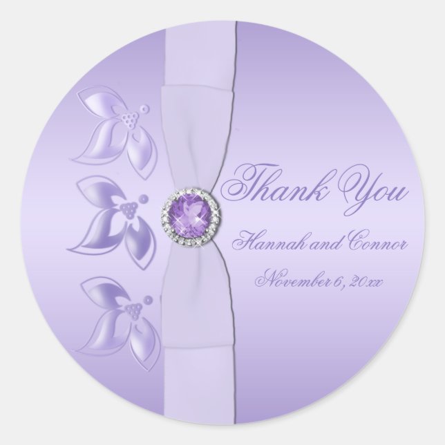 Sticker rond 3" Lavender Floral Jewal (Devant)